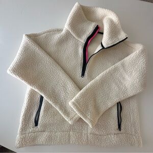 J. Crew Kids Cream Fleece Jacket with Pink Accents